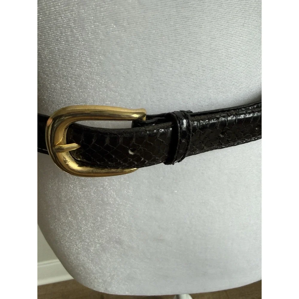 Men's Black Genuine Snakeskin Belt With Brass Buckle 46